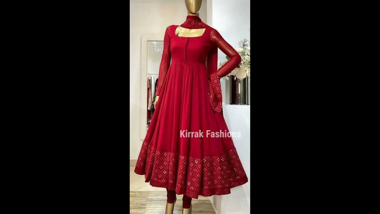 Buy Trusha Dresses Elegant Anarkali Round Neck Embroidery Long Kurti -  Fully Stitched Gown-Style Attire (L) at Amazon.in
